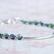 Load image into Gallery viewer, Blue and Green Czech Beads with Sterling Silver Bar