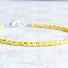 Load image into Gallery viewer, Yellow and Silver Seed Bead Bracelet